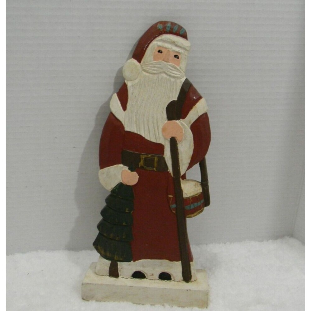 Vintage Santa Wood Carving Folk Art Primitive Father Christmas Tabletop Decor